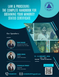 Read more about the article Join the exclusive online workshop “Law & Procedure: The Complete Handbook for Obtaining Your Minority Status Certificate”